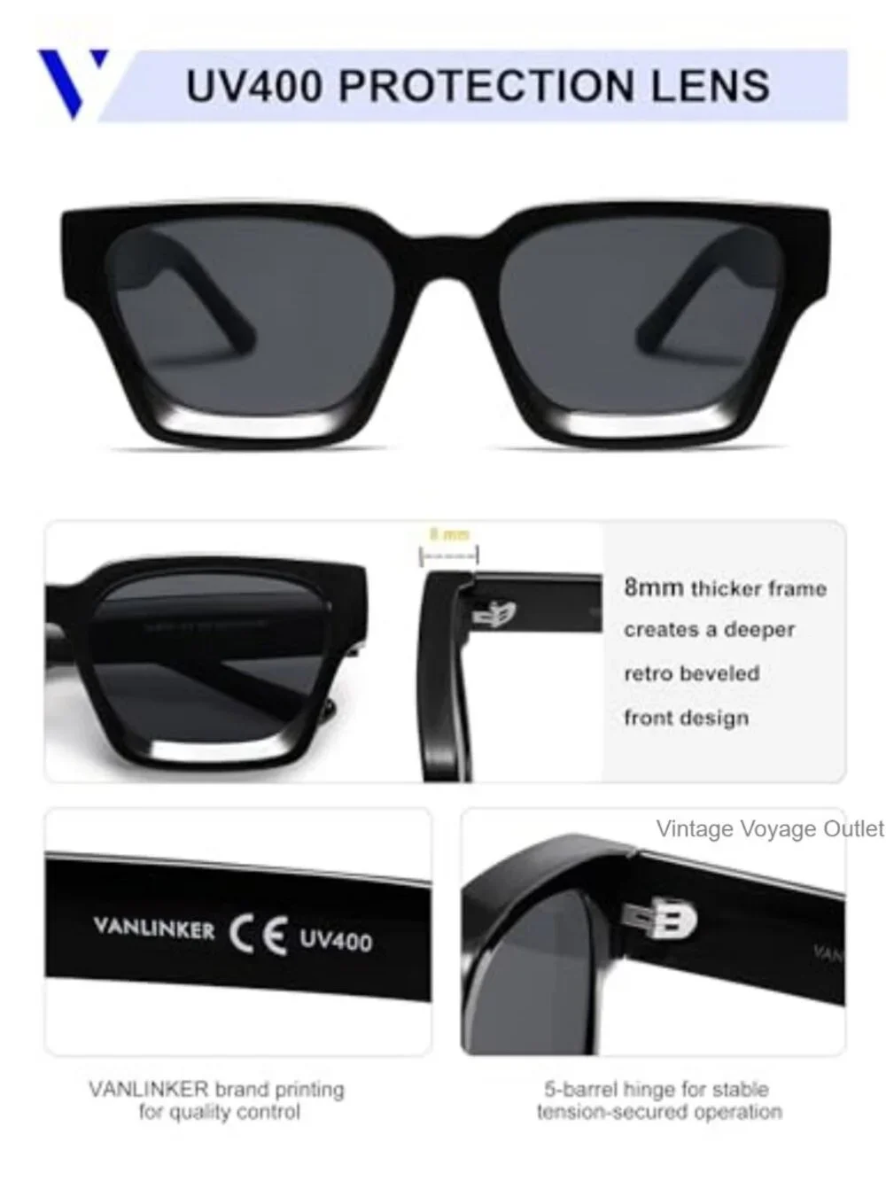 Chunky Square Sunglasses UV400 Protection Unisex Retro Fashion Shades